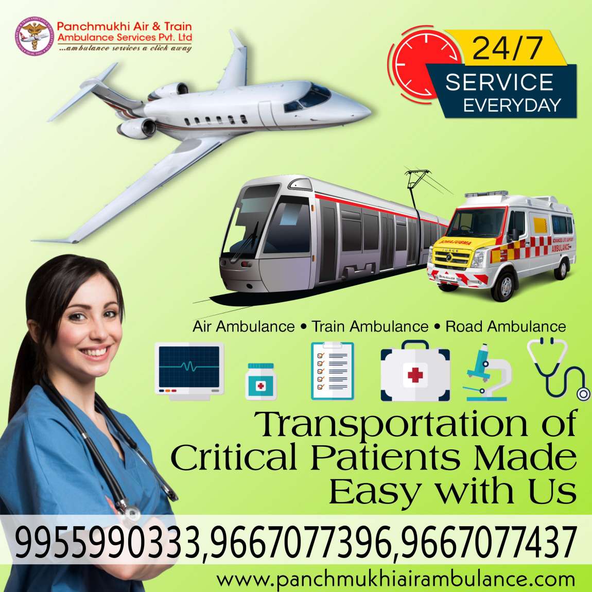 Use Top-Grade Panchmukhi Air Ambulance Services in Gorakhpur with Medical Assistance