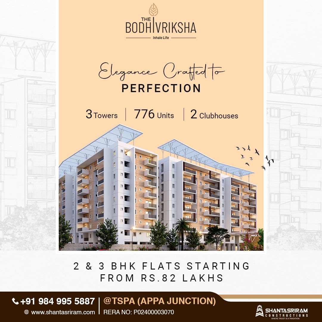 3BHK Flats for sale in TSPA Appa junction | Shantasriram Constructions