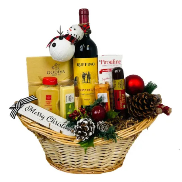 Order Online Christmas Wine Gift Basket with Doorstep Delivery Service